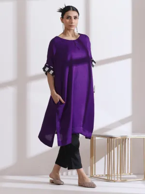 1 Pc - Prf'T Lux Easy Purple Kurta With Chevron Inner Details