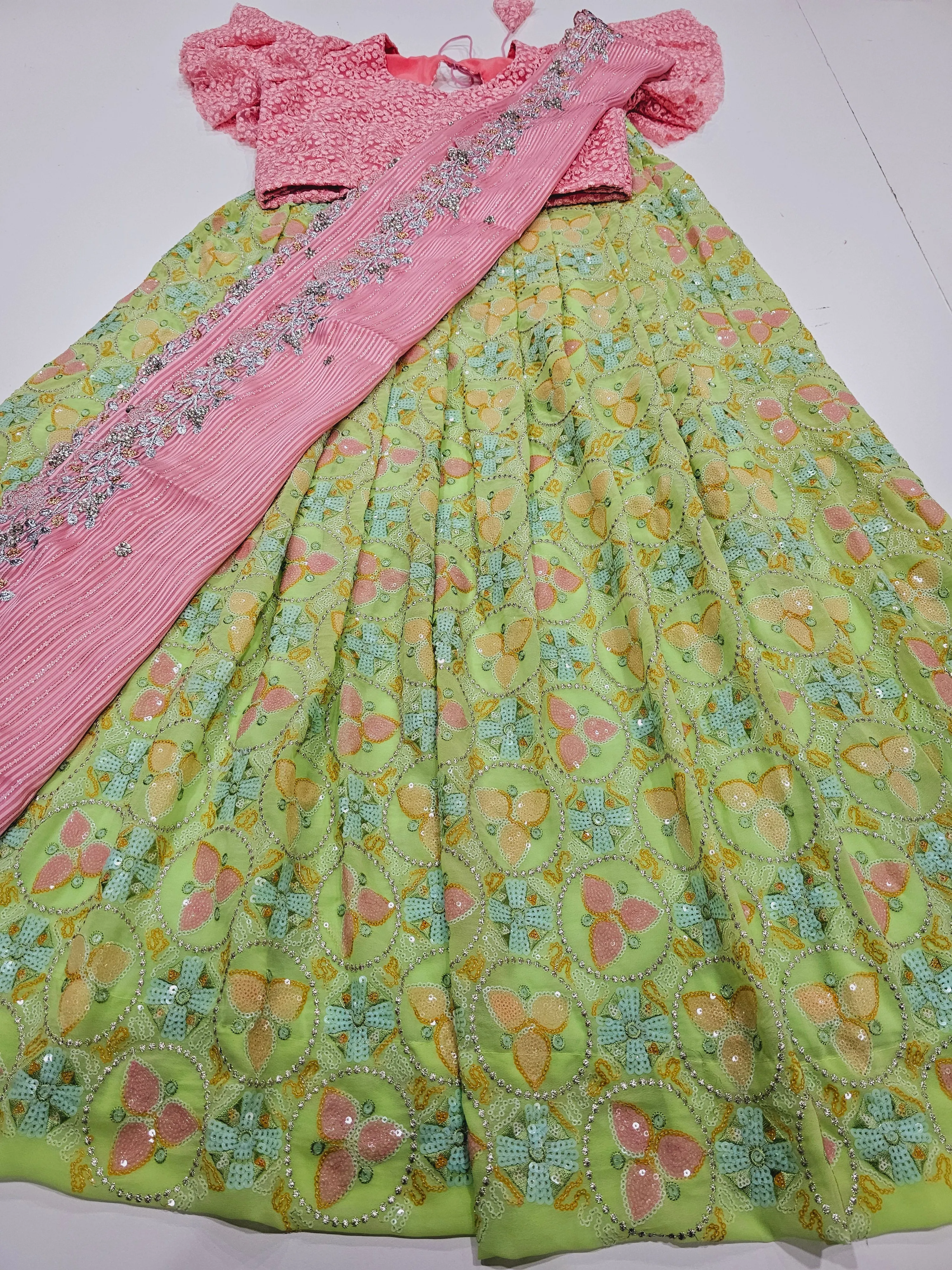 10-15 yrs - Net Embroidered Lehanga Set