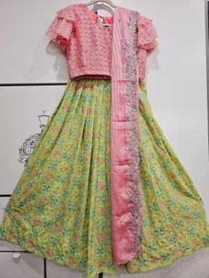 10-15 yrs - Net Embroidered Lehanga Set