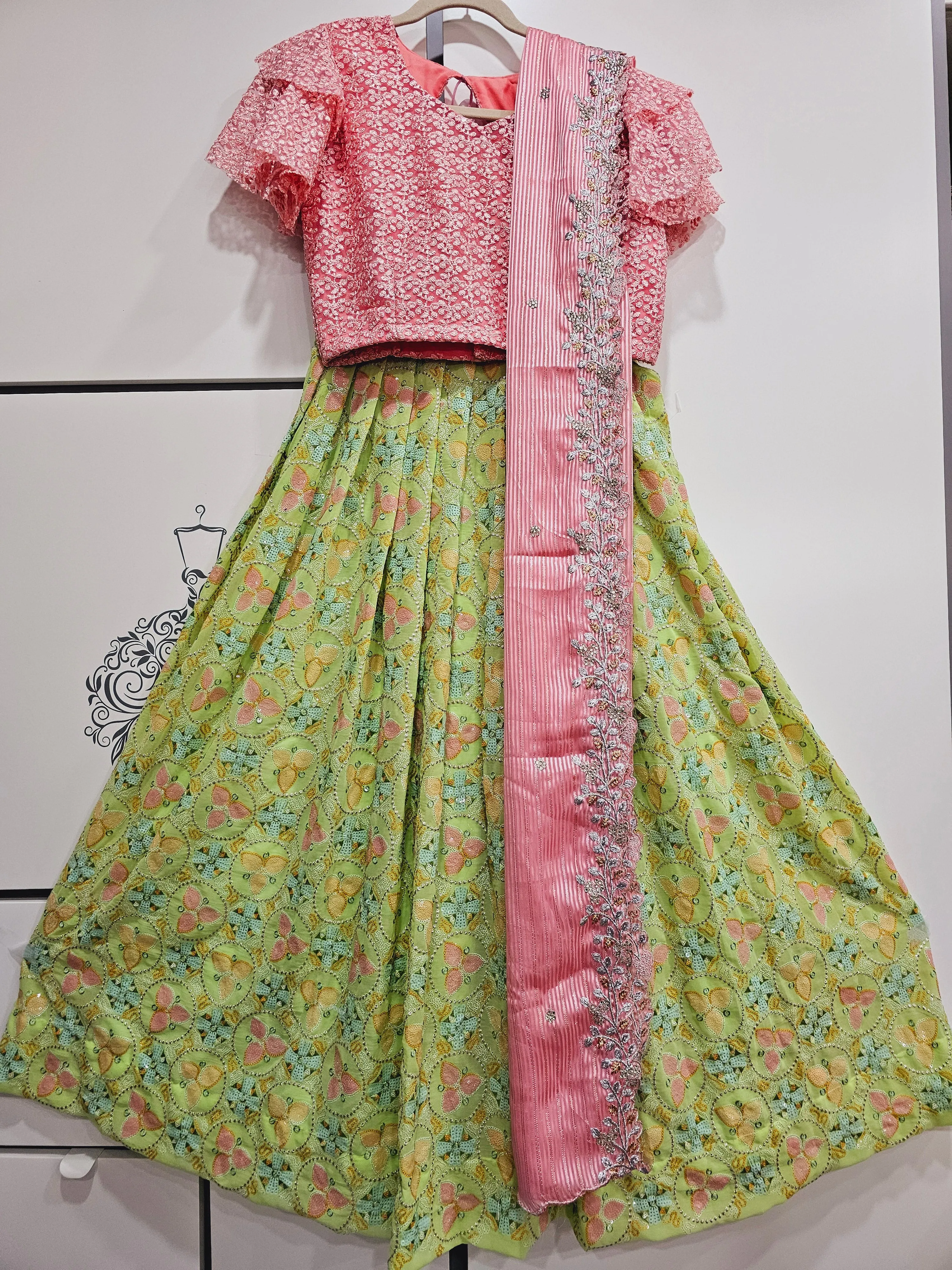 10-15 yrs - Net Embroidered Lehanga Set