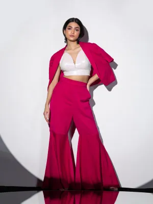 3pcs. SET| Pink Bell Pant with Sequin Blouse and Jacket