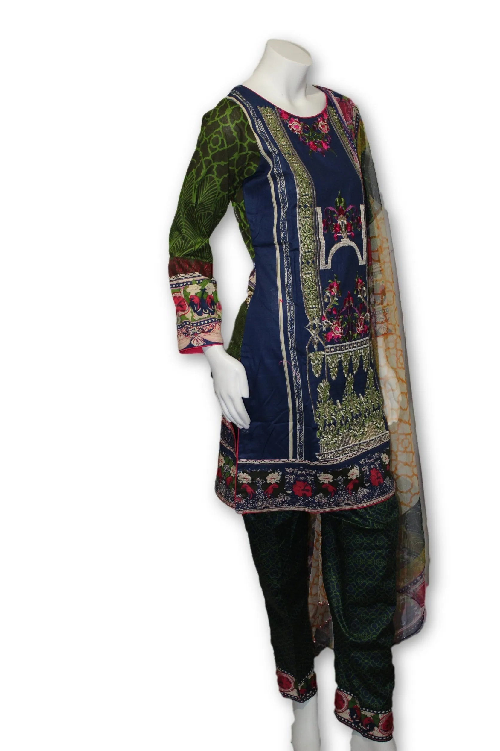 A05 Pakistani Indian Fine Design 3 Pcs Embroidered  Lawn Suit