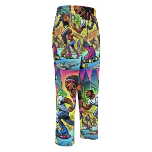 Airfros And Babyhairs Super Heros on Skates Pink Wide Leg Joggers