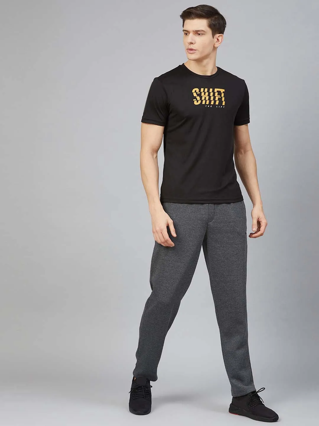 Alcis Men Charcoal Grey Solid Track Pants
