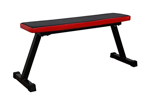 ALLYSON FITNESS Heavy Duty Flat Bench- 300 KG Capacity Utility Exercise Bench for Weight Strength Training, Sit Up Abs Multipurpose Fitness Exercise Gym Workout for Full Body Workout of Home Gym (RED)