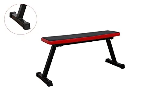 ALLYSON FITNESS Heavy Duty Flat Bench- 300 KG Capacity Utility Exercise Bench for Weight Strength Training, Sit Up Abs Multipurpose Fitness Exercise Gym Workout for Full Body Workout of Home Gym (RED)
