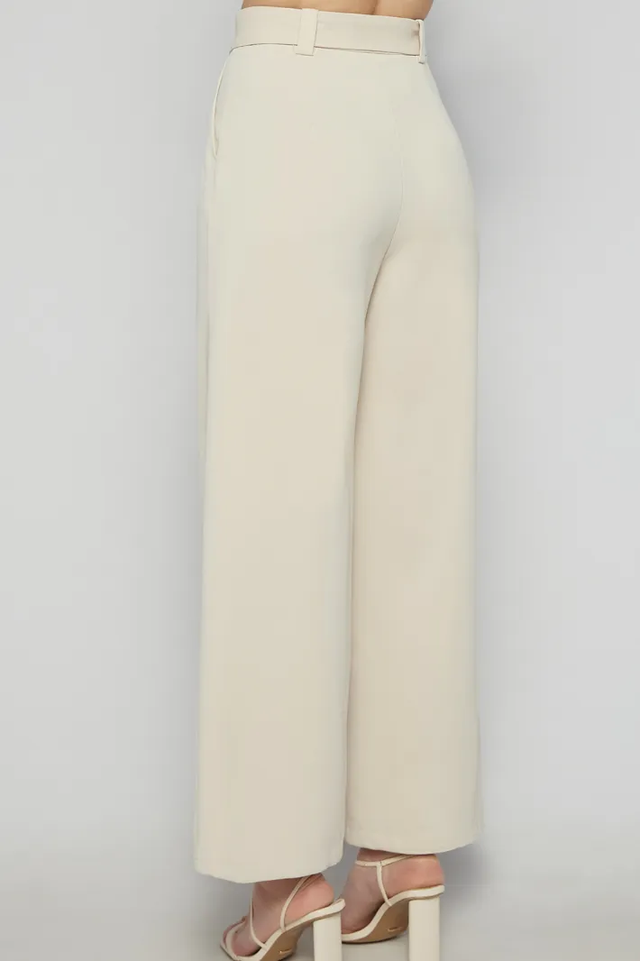 ALYCE HIGH WAISTED WIDE LEG PANTS - Beige