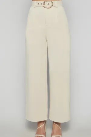 ALYCE HIGH WAISTED WIDE LEG PANTS - Beige
