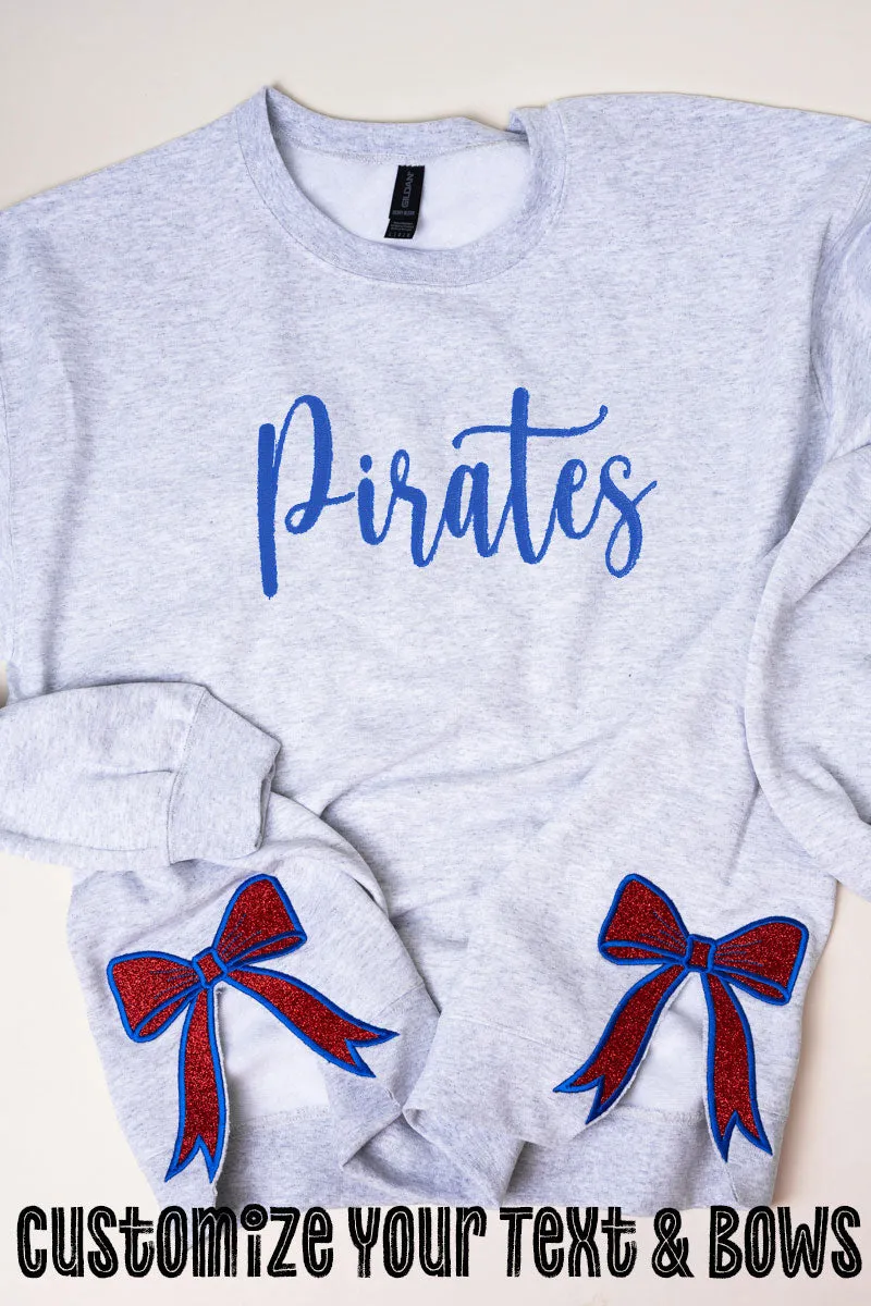 Ash You Design It Embroidered Side Bows Unisex NuBlend Crew Sweatshirt *Customize Your Text and Bows