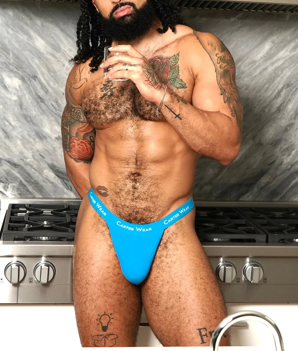 Azure Blue Microfiber Thong