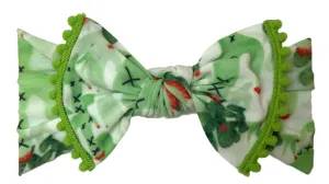 Baby Bling Cactus w/Kiwi Pom Trimmed Knot Headband
