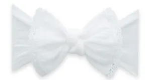 Baby Bling White Lace Trimmed Knot Headband