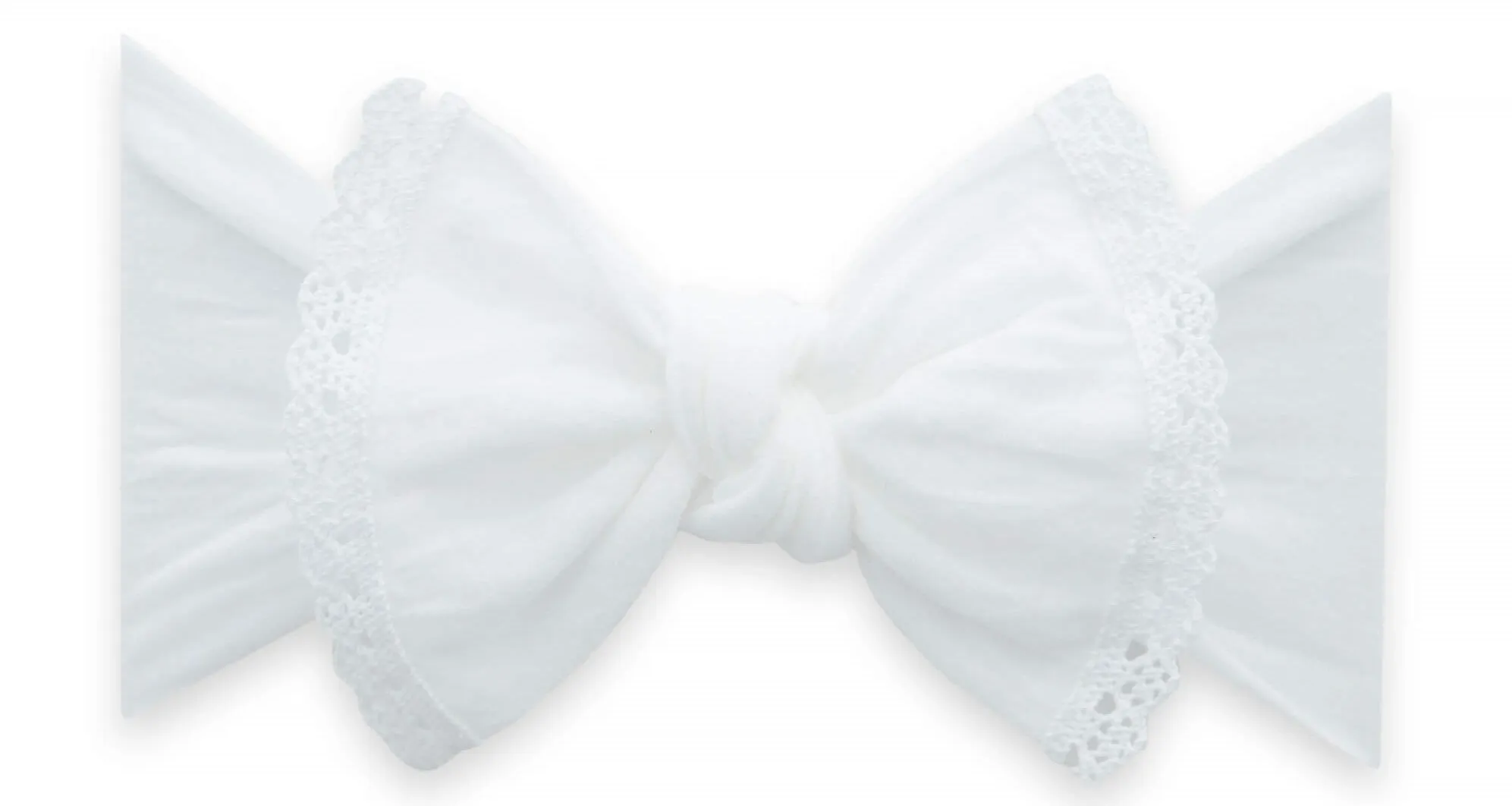 Baby Bling White Lace Trimmed Knot Headband