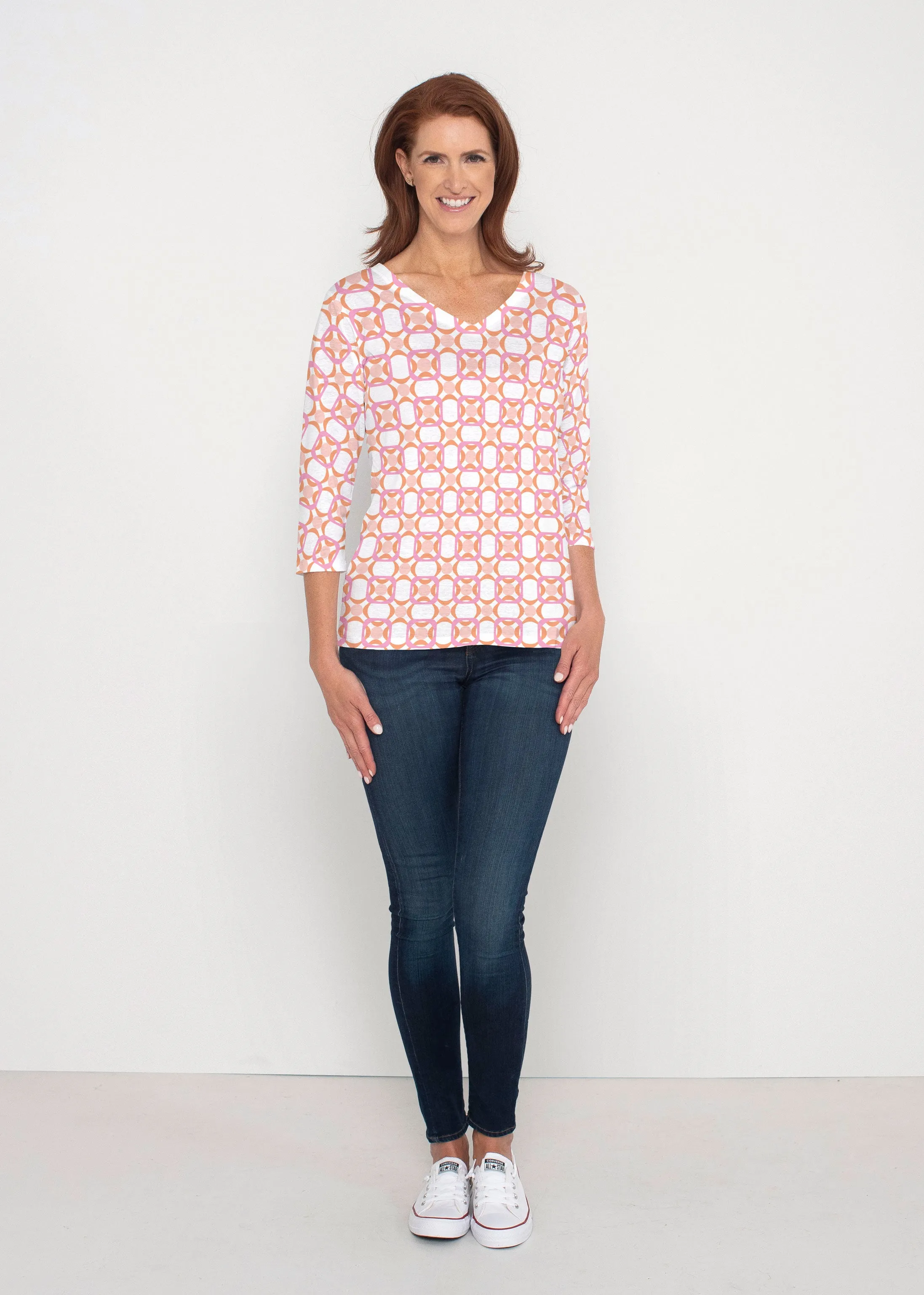 Bangles & Dots (8022) ~ Signature 3/4 Sleeve V-Neck Top