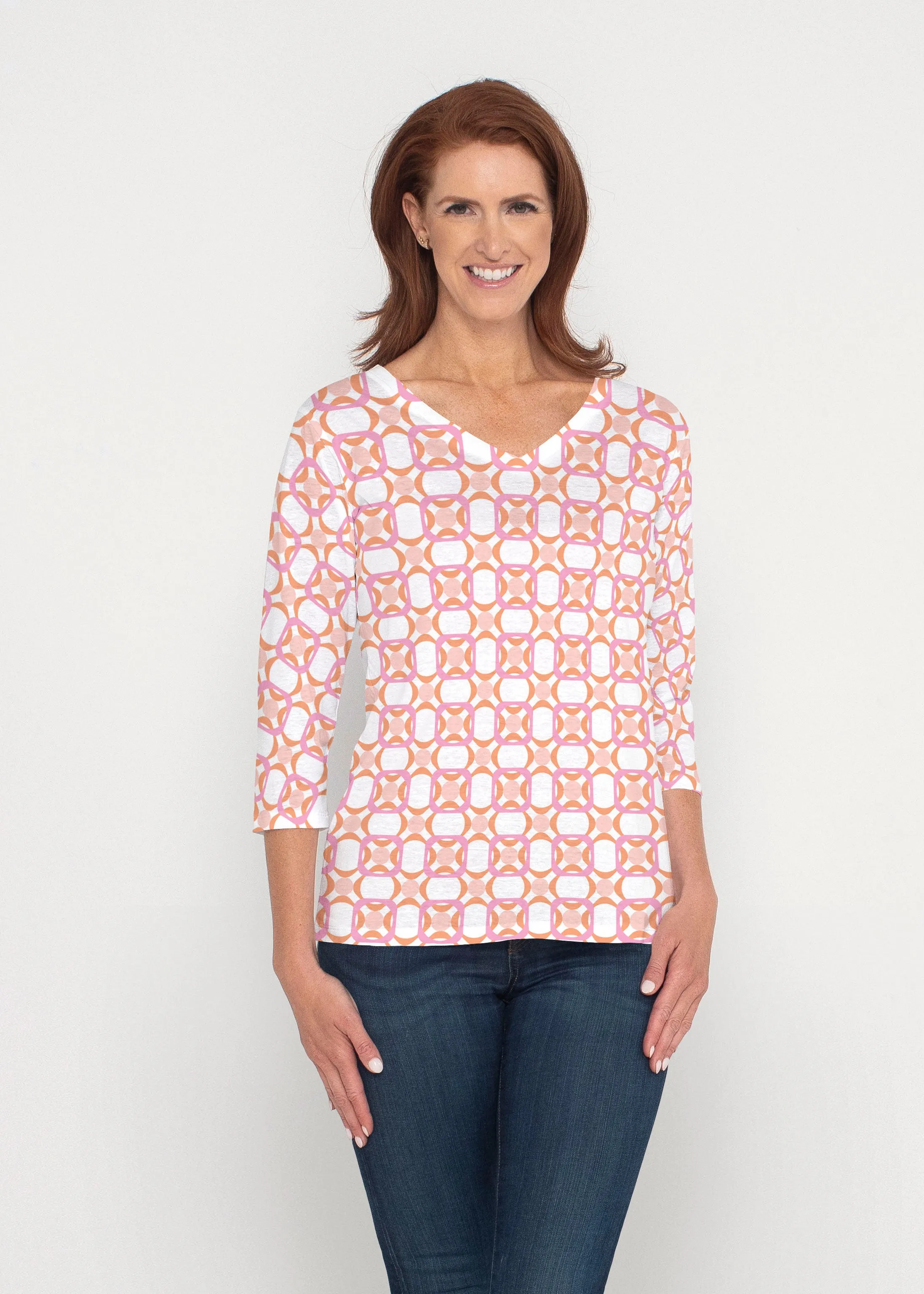 Bangles & Dots (8022) ~ Signature 3/4 Sleeve V-Neck Top