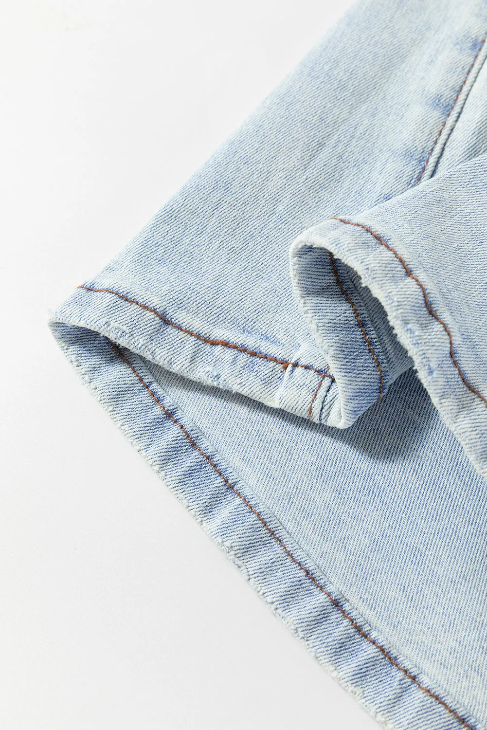 Beau Blue Light Wash Distressed High Waist Wide Leg Jeans