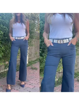 Bevy Flog Amanda Kick Flares in Navy