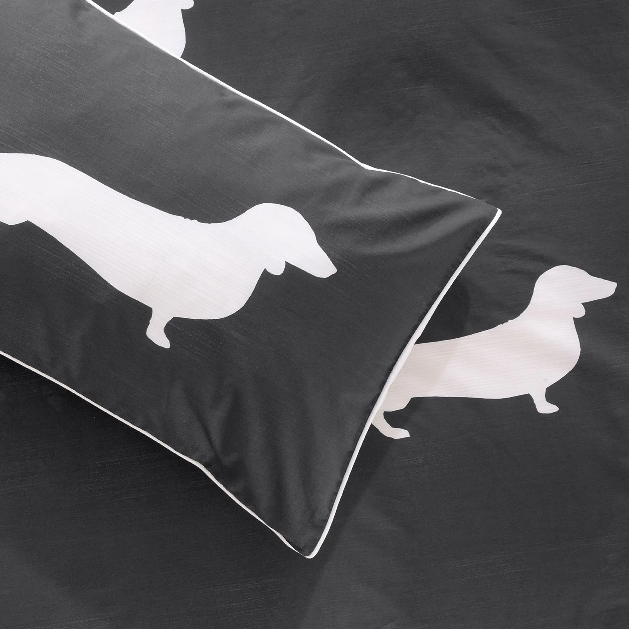 Bianca Bedding DACHSHUND QUILT COVER SET CHARCOAL