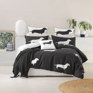 Bianca Bedding DACHSHUND QUILT COVER SET CHARCOAL
