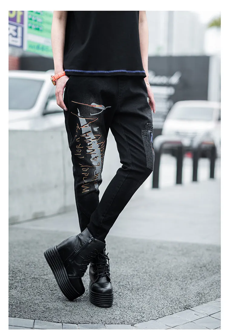 Black Denim Harem Pants Casual Jeans