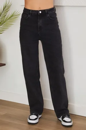 Black Denim High Rise Straight Leg Italian Jeans 1/15/25 9527