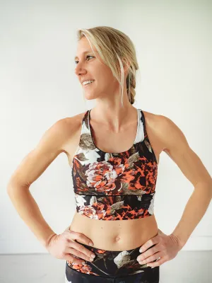Black Floral Longline Sports Bra *FINAL SALE*