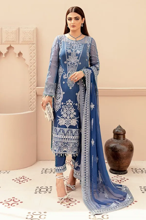 Blue Kameez Salwar with Fine Embroidery Work #PF340