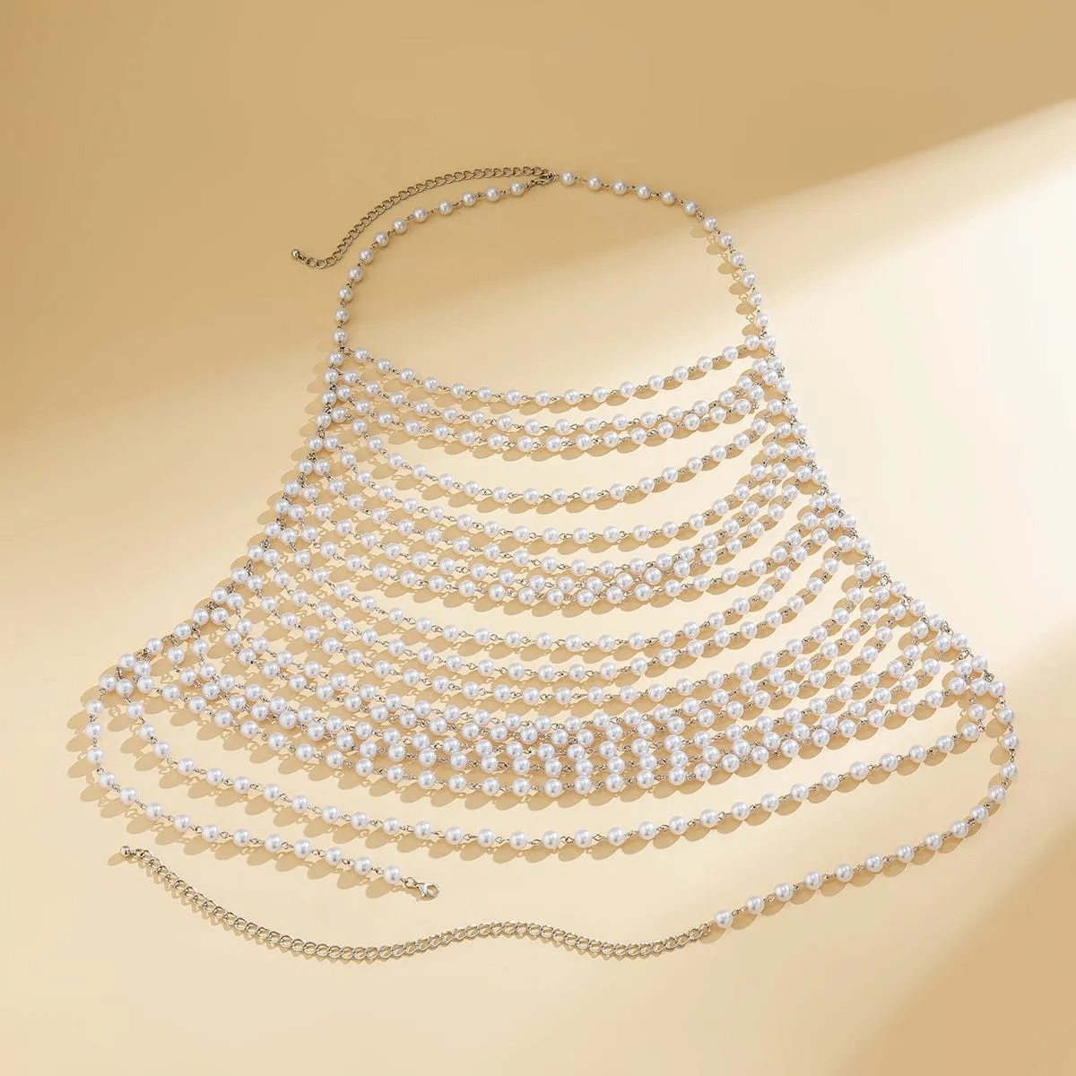 Boho Layered Pearl Beadeds Shoulder Necklace