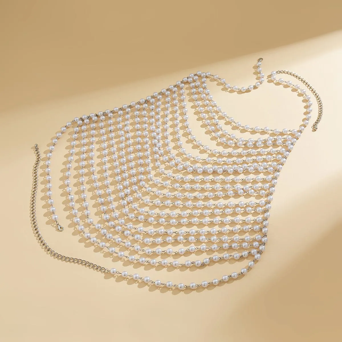 Boho Layered Pearl Beadeds Shoulder Necklace