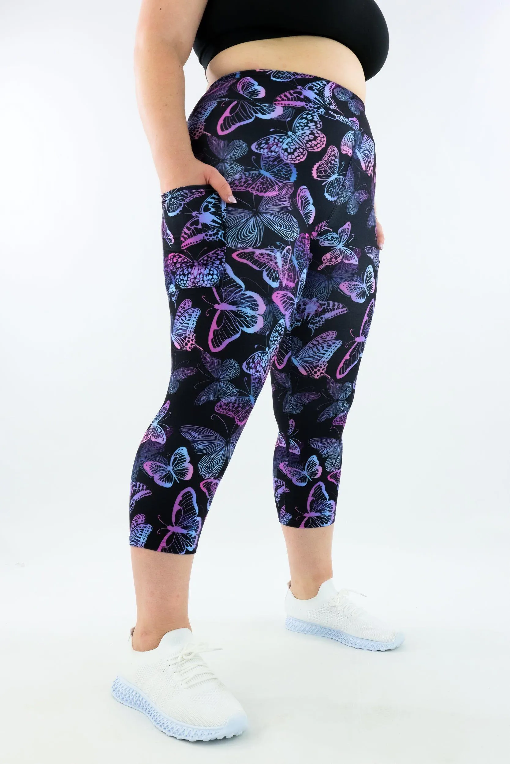 Butterfly Beauty - Casual - Capri Leggings - Pockets