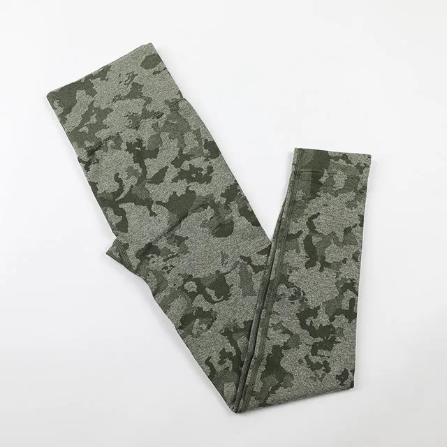 Camo Seamless Yoga Leggings High Waist Booty Gym Sports