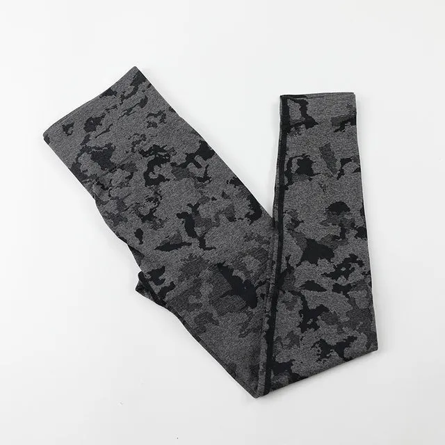 Camo Seamless Yoga Leggings High Waist Booty Gym Sports