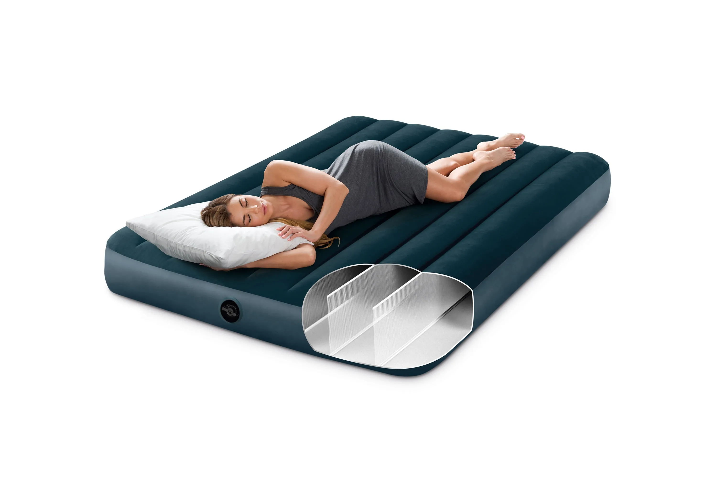 Camping Inflatable Air Mattress Flocked Airbed Sleeping FULL Size Blow-Up Bed