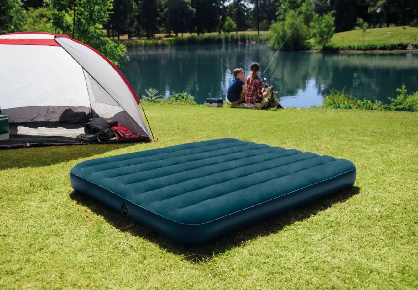 Camping Inflatable Air Mattress Flocked Airbed Sleeping FULL Size Blow-Up Bed