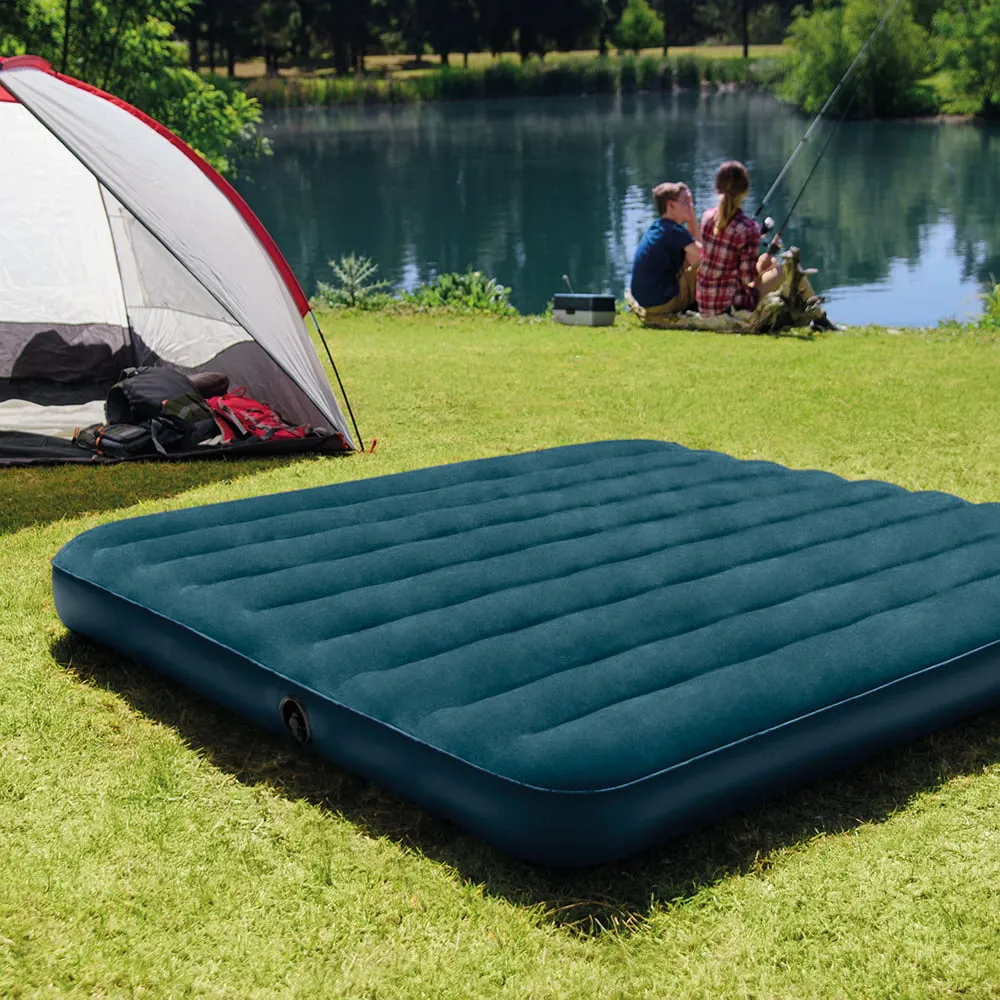 Camping Inflatable Air Mattress Flocked Airbed Sleeping Queen Size Blow-Up Bed