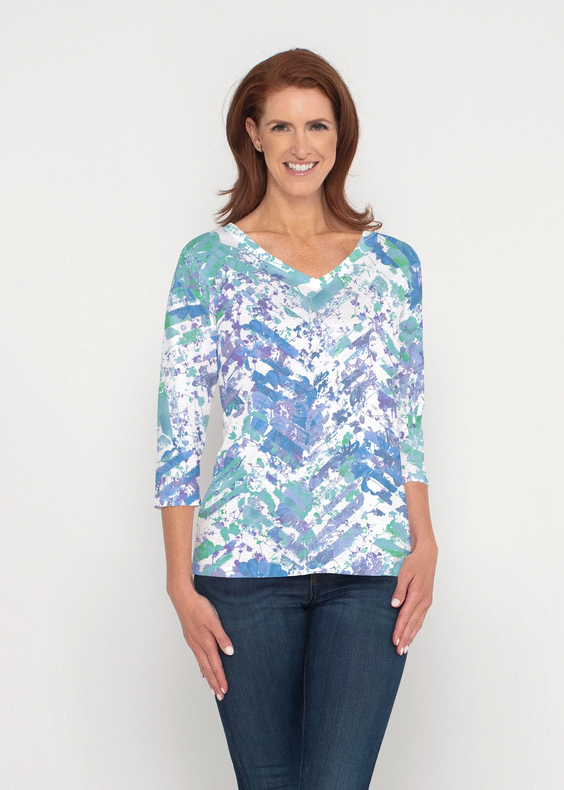 Capizee (16231) ~ Signature 3/4 Sleeve V-Neck Top