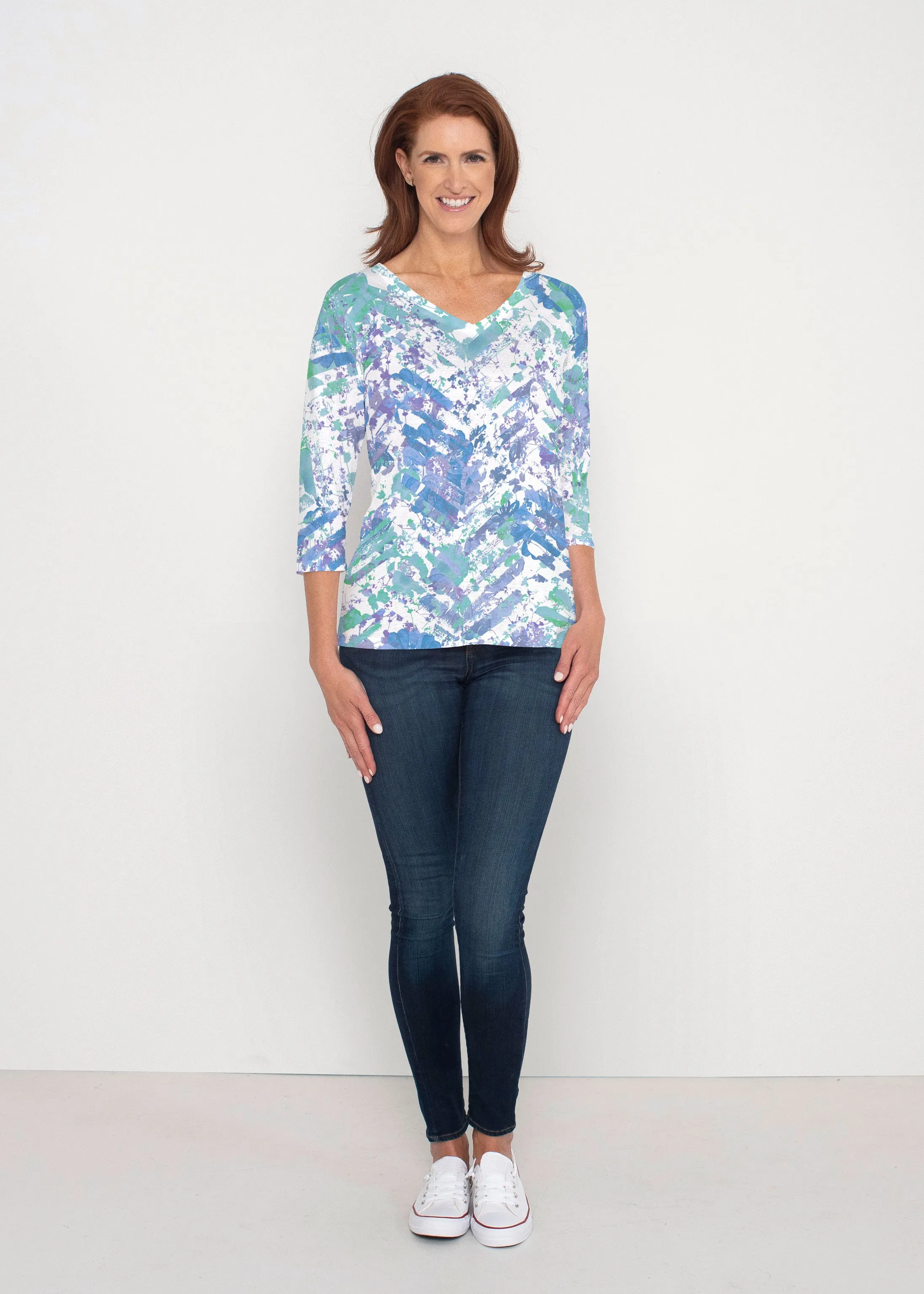 Capizee (16231) ~ Signature 3/4 Sleeve V-Neck Top