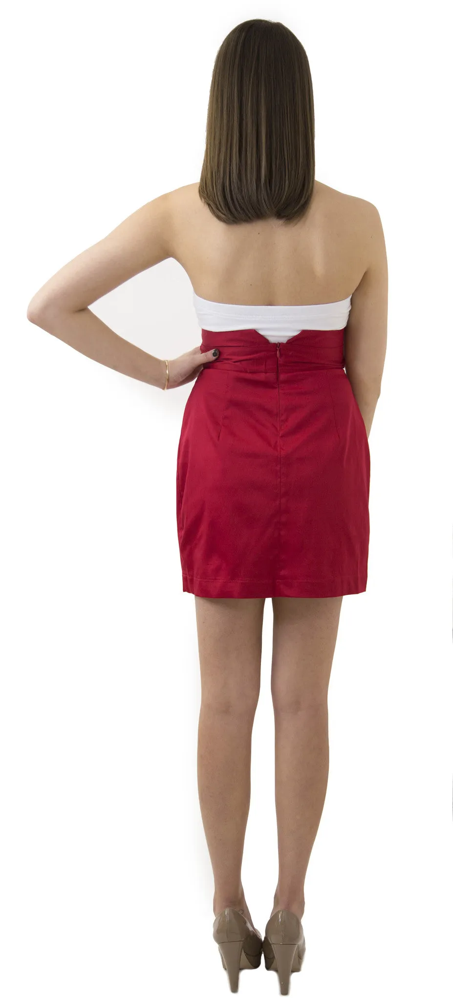 Carolina Bow Skirt- Red- Cotton Sateen Unlined