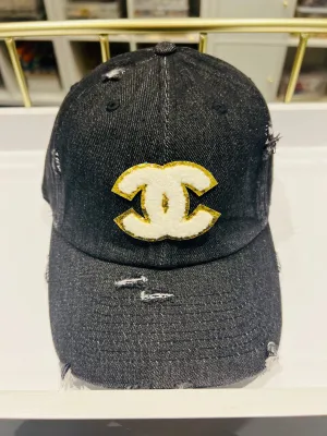 {CC6} Designer Inspired Dad Hat - Black Denim
