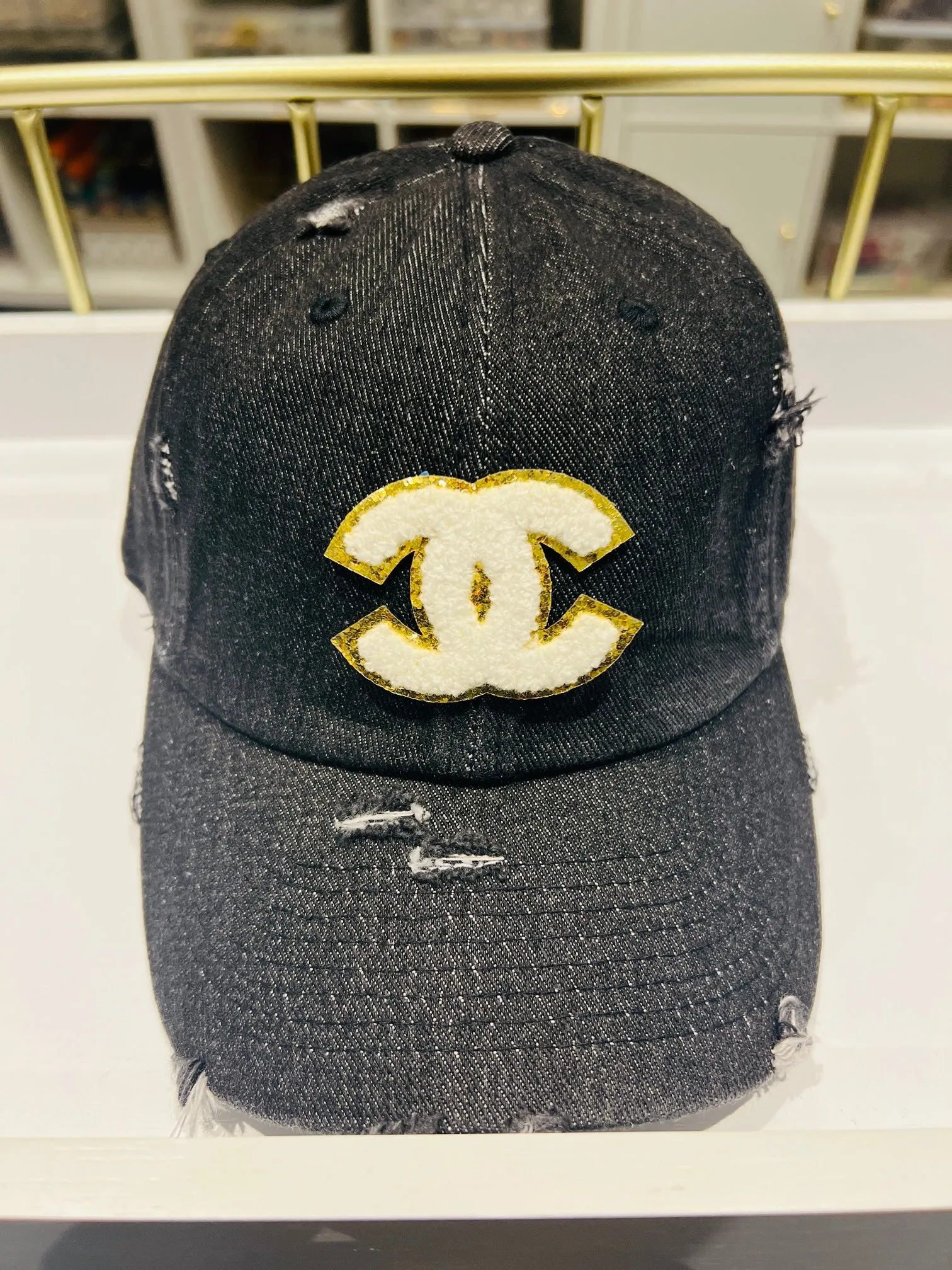 {CC6} Designer Inspired Dad Hat - Black Denim