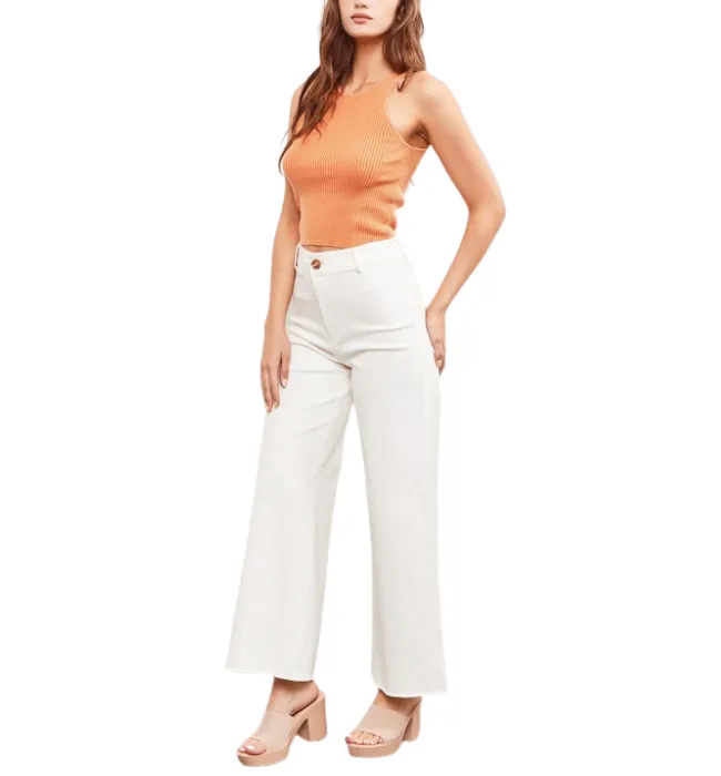 Cece White High Rise Wide Leg Jeans
