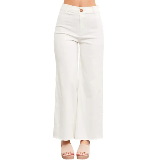 Cece White High Rise Wide Leg Jeans