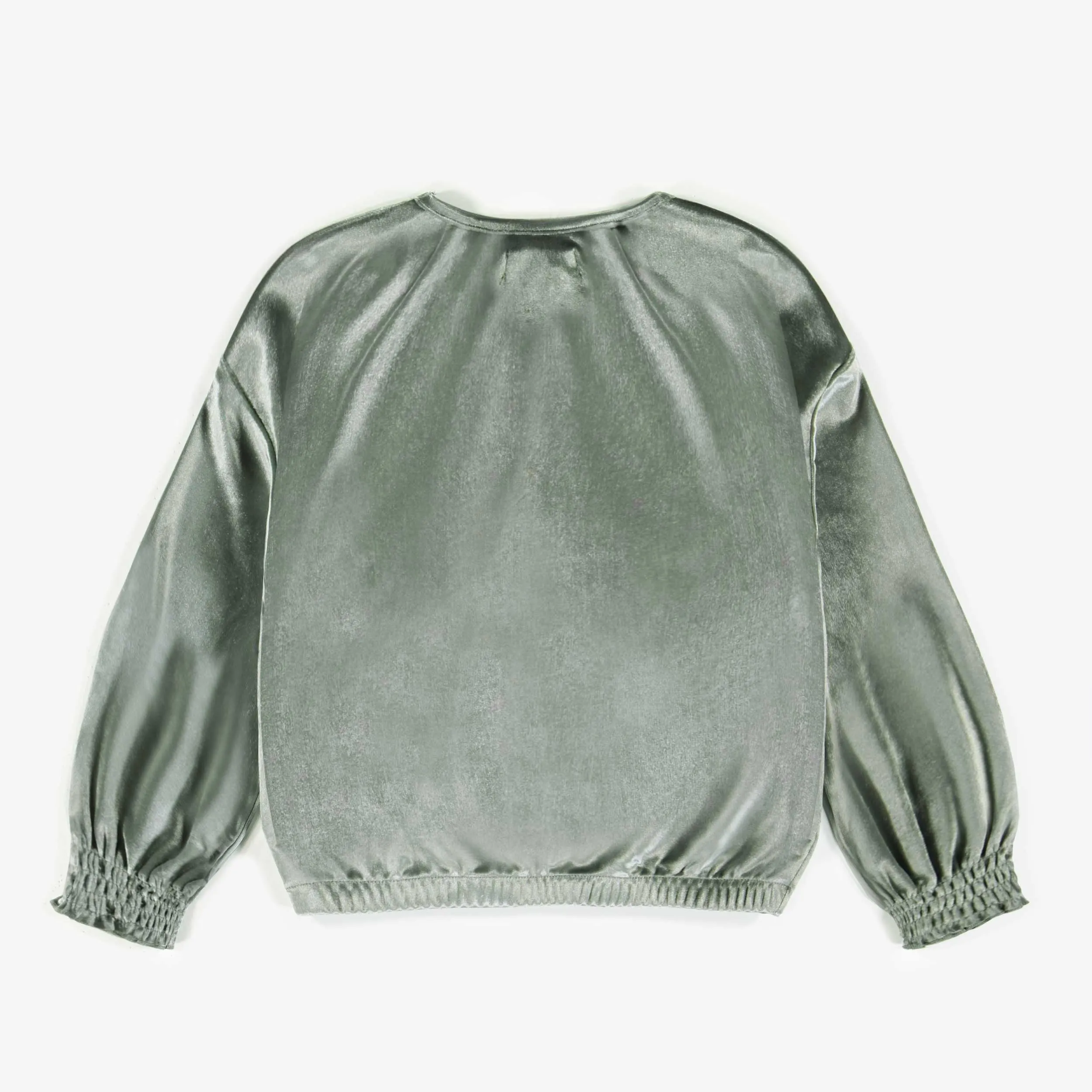Chandail vert à coupe ample en velours tapé, enfant  || Loose-fitting green sweatshirt in crushed velvet, child