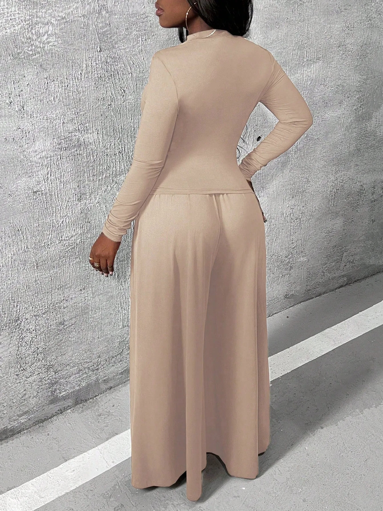 Charmaine Knitted Shirt And Wide Leg Pants Set