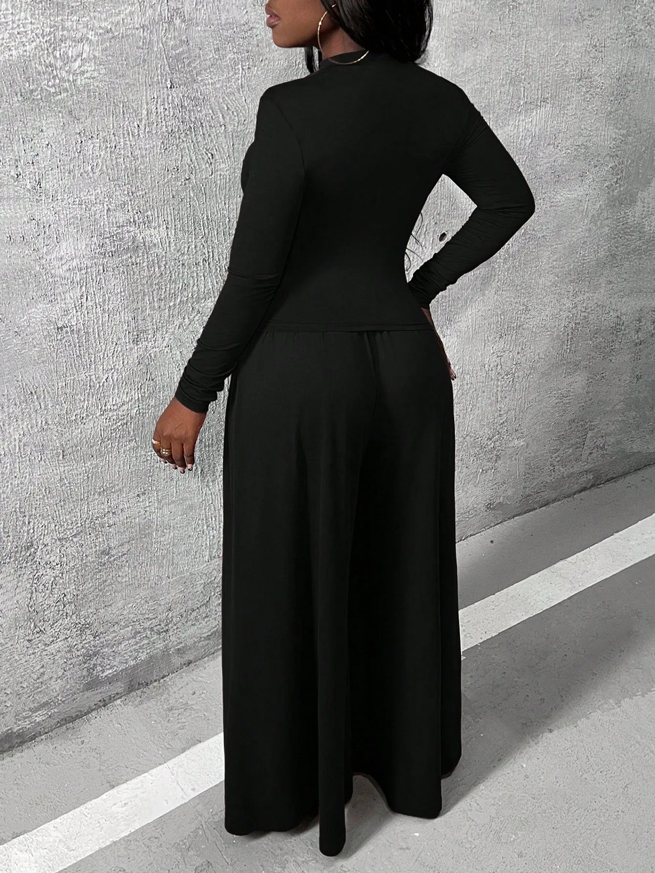 Charmaine Knitted Shirt And Wide Leg Pants Set