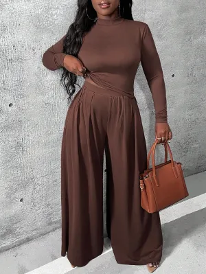 Charmaine Knitted Shirt And Wide Leg Pants Set