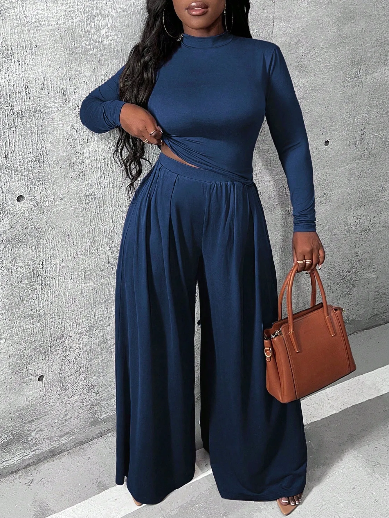 Charmaine Knitted Shirt And Wide Leg Pants Set