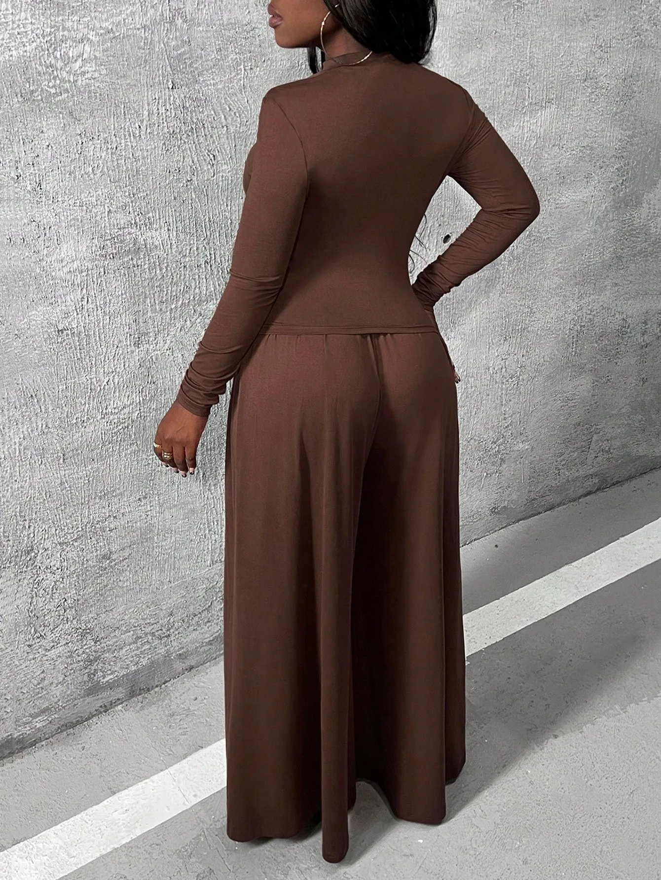 Charmaine Knitted Shirt And Wide Leg Pants Set