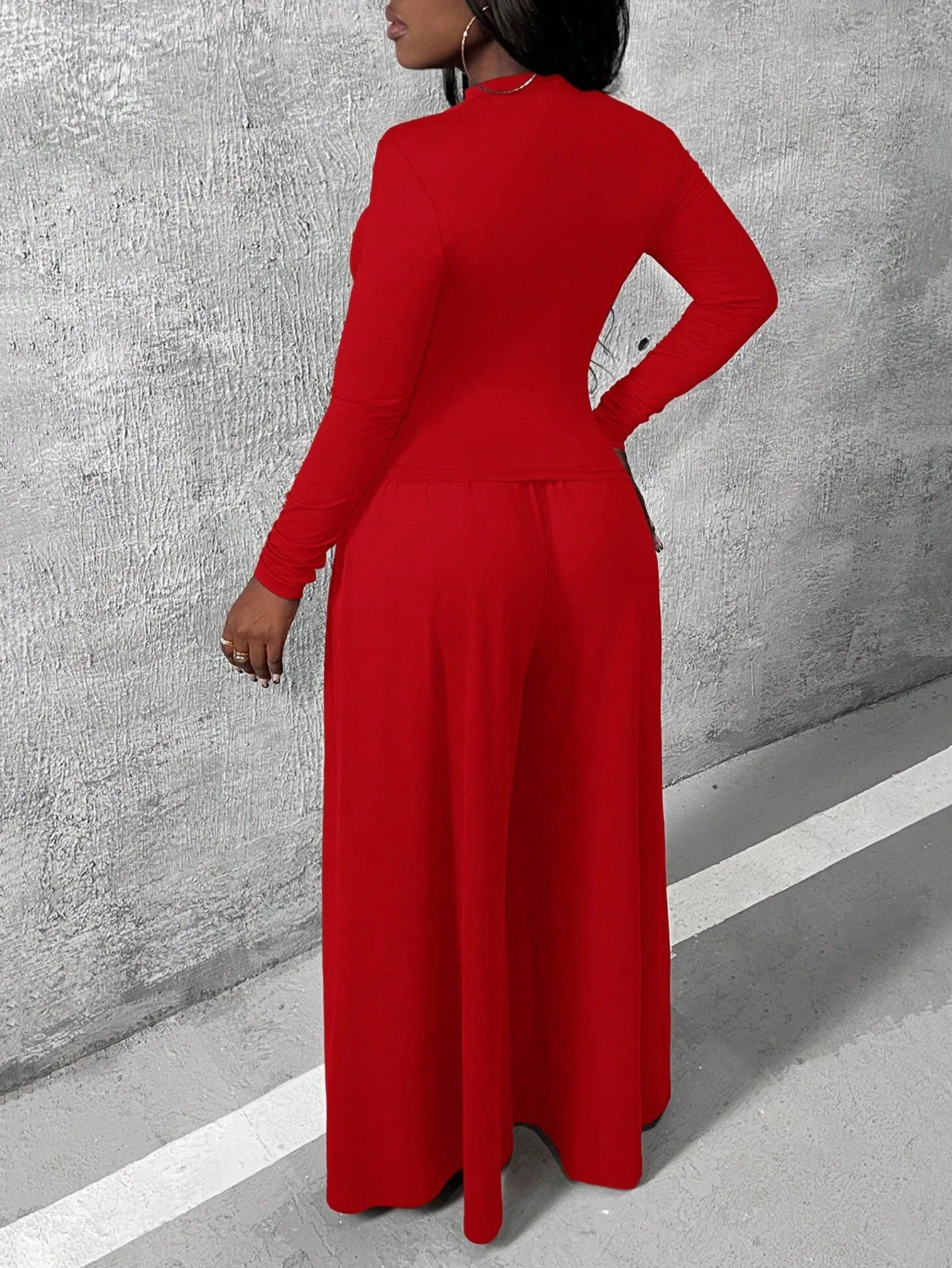 Charmaine Knitted Shirt And Wide Leg Pants Set