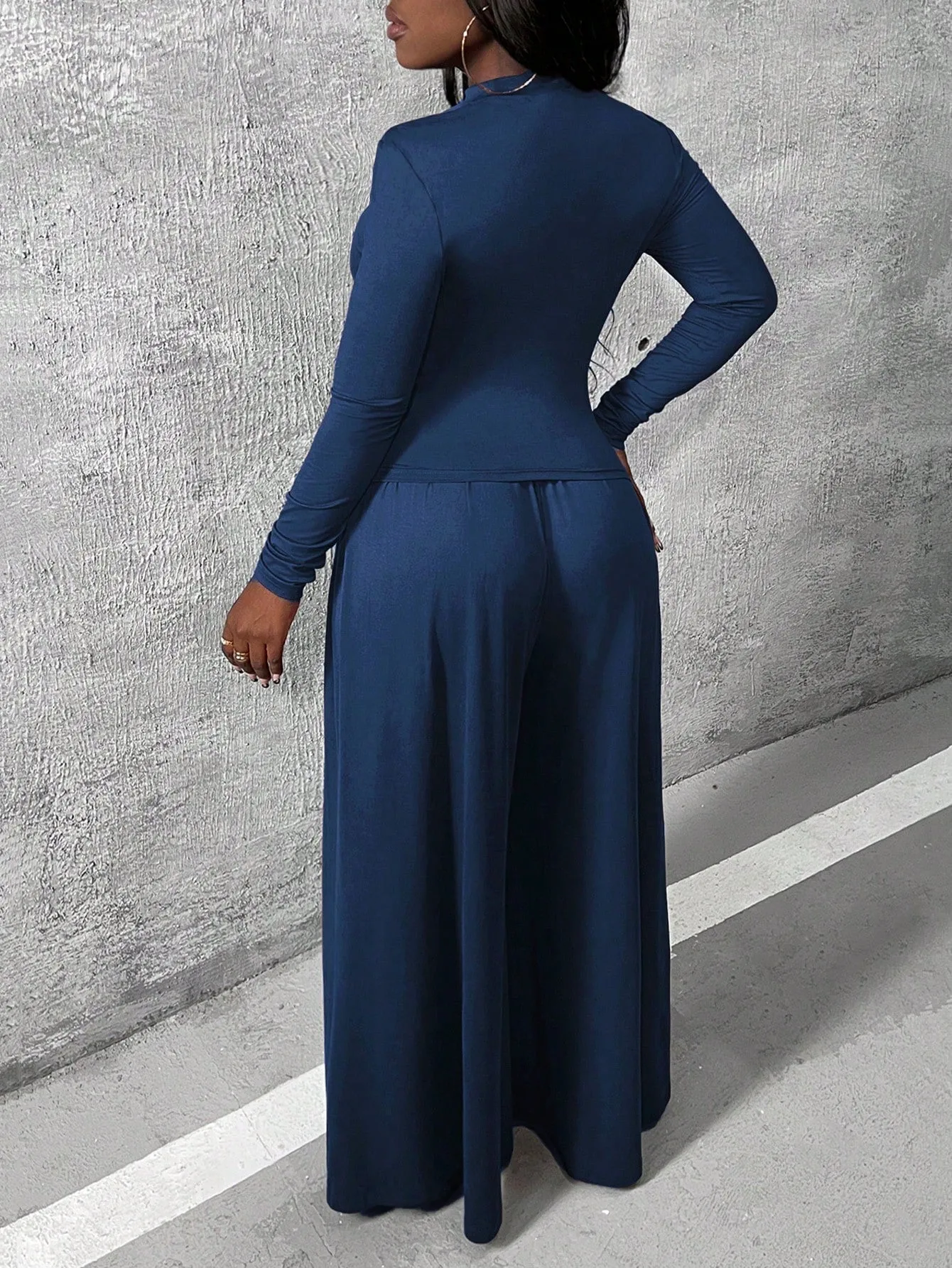 Charmaine Knitted Shirt And Wide Leg Pants Set